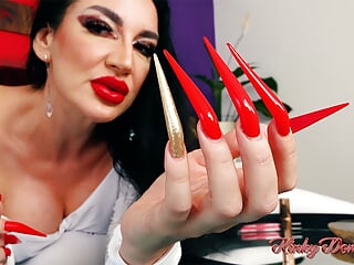 Sharp Stiletto Nails Tapping on Reflect JOI