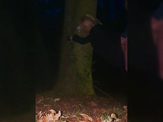 Hotwife cuffed to tree whilst out dogging
