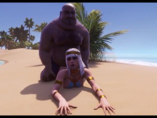Fats unpleasant man fucks egyptian princess (Natural world animation)
