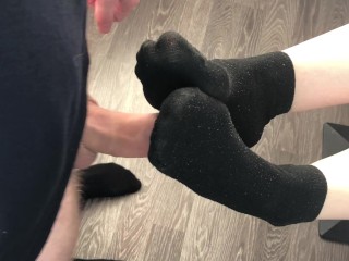 fuck teenager woman black socks after activity, foojob & socksjob black socks cum pov