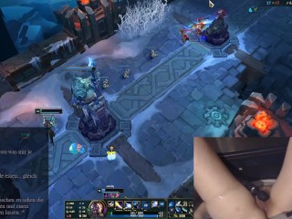 Lady performs League of Legends with Vibrator slowly massaging her clit