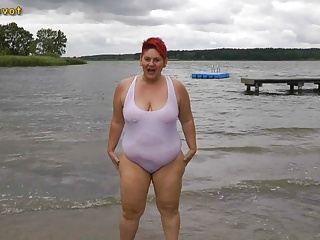 Annadevot – In WHITE SWIMSUIT within the lake