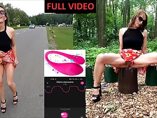 Public flashing and pissing within the Park with a Faraway Vibrator