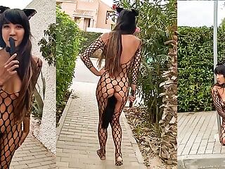 Attractive Cat Dress with Butt Plug Tail Public Problem – Asian Latin DaringKiara Exhibitionist Dangerous Public Nudity Problem