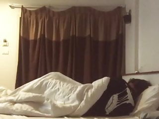 Asian couple at night time fuck on mattress