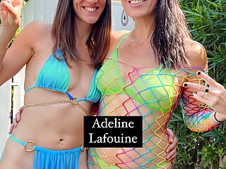 Lesbian duo with Adeline Lafouine anal giant dildo fist and double fist for our asses