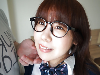 very delicate Jap OTAKU lady with glasses