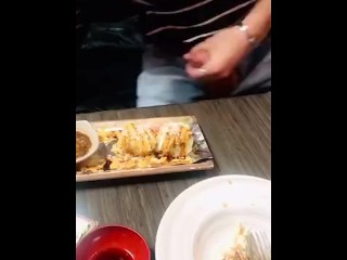 Dangerous public – dared to cum in eating place on my sushi and devour it