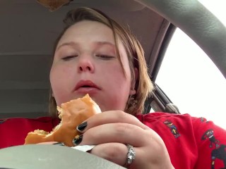 SSBBW Stuffs Her Fats Face With Burgers And Fries In Public