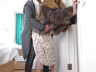 Lengthy legs babe in get dressed and fur coat fucked from at the back of