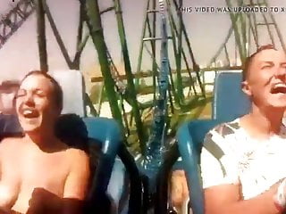 Sizzling youngster can't stay her knockers in on rollercoaster