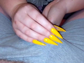 My Yellow Lengthy Nails Lead To Untimely Cumshot In Tight Lingerie