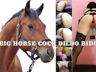 Beginner spouse takes large horse cock dildo
