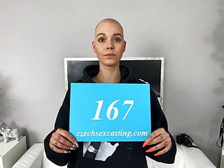 Shaved head lady in casting fuck dream