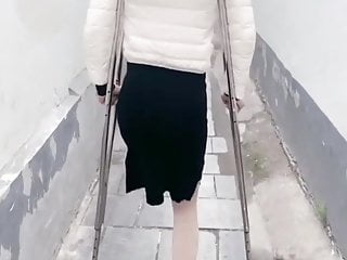 amputee lady on crutches