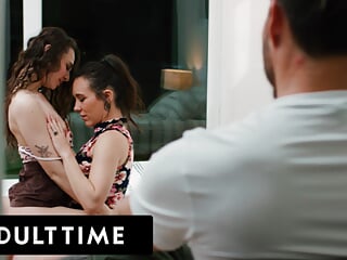 ADULT TIME – Lovely Brunette Liz Jordan Scissors With Her BF's Lesbian Boss Sinn Sage To Please Him!