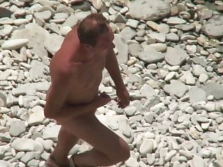 Mature guy for the primary time on a Nude seashore.
