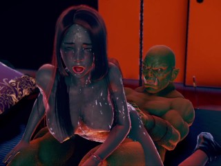 3d hentai animation – a neat girl meets ork.