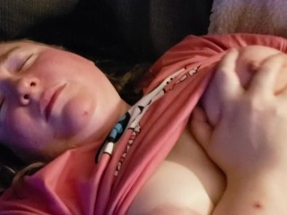 Lounging BBW strips pajamas off for extra excitement
