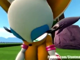 Rouge and sally fuck sonic and tails (futa too)