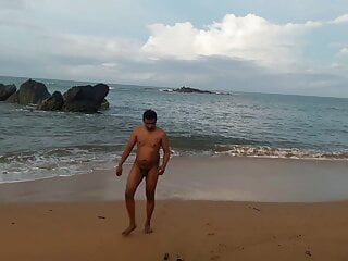 Indian twink nude in public at the seashore