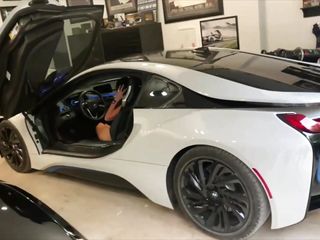 Unique Automobiles, Unique Woman. Bonnie Rizin' at House with Bmw I8 & Lamborghinis