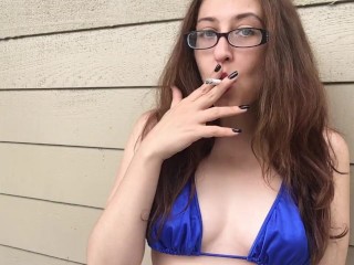 Horny Goddess D Smoking In Tiny Blue Bikini Most sensible Outdoor Dressed in Glasses – Perky Titties – Lengthy Hair