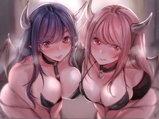 (Eastern ASMR) Two Succubi Lick Your Ears and Drain Your Cock | RJ284903