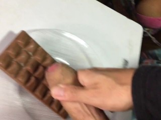 Stepdaughter consuming chocolate with cum